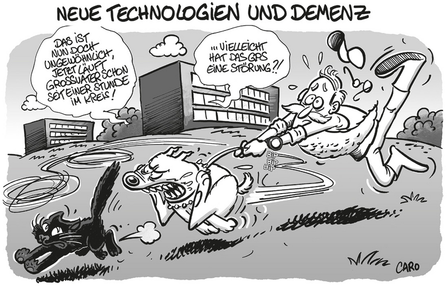 Cartoon neue Technologien und Demenz