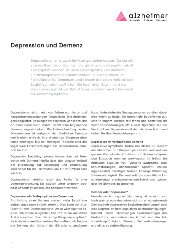 Depression und Demenz