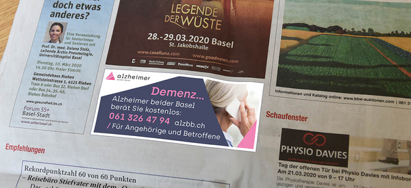 Zeitungsinserat von Alzheimer beider Basel