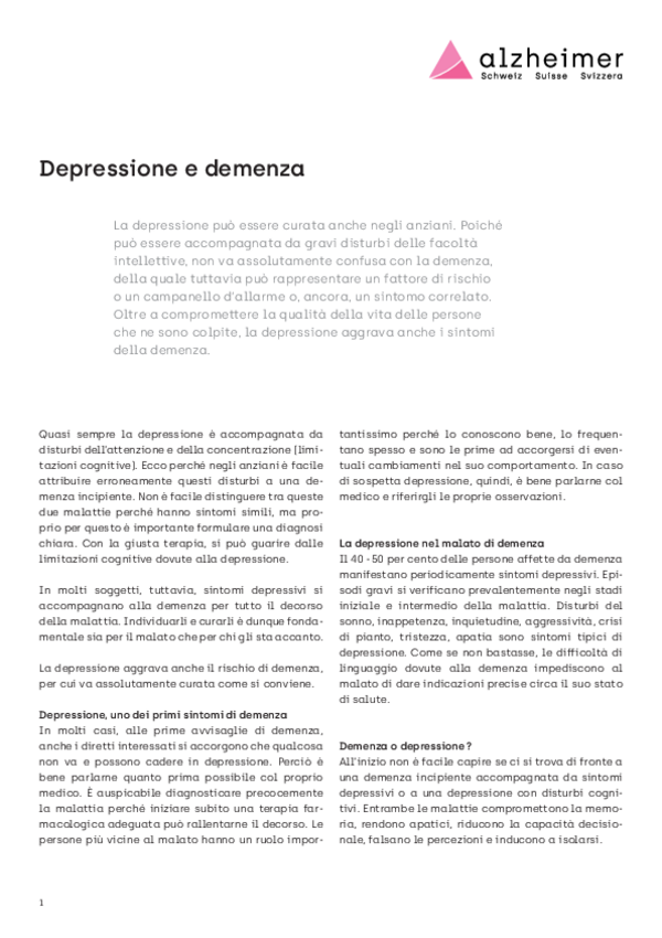 Depressione e demenza