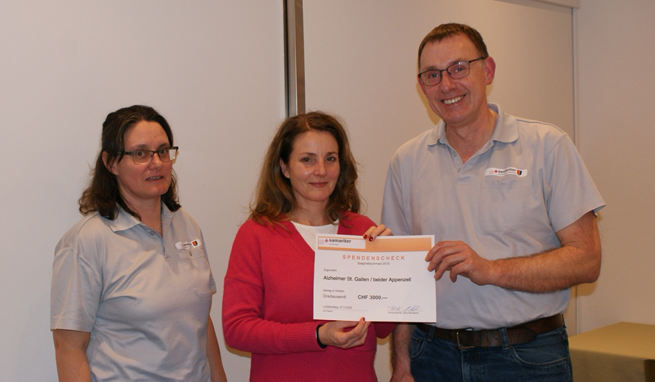 Übergabe von Spendencheck für Alzheimer St. Gallen/bedier Appenzell